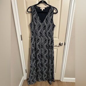 MICHAEL Michael Kors Patterned Metallic Sleeveless Maxi Dress, Navy & Cream, 10